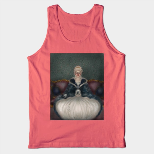 Marie Antoinette Portrait Historical Romantic Dress Holding a Skull and A Crystal Ball Tank Top by penandbea